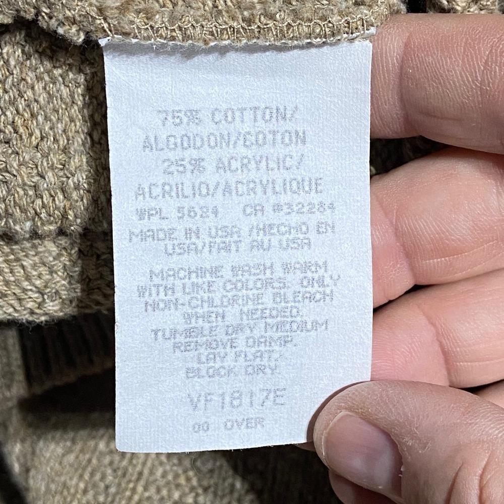 Vintage Sedgefield Mens Tan Deer Embroidered V Neck Knit Sweater XL Made in USA - Picture 9 of 9
